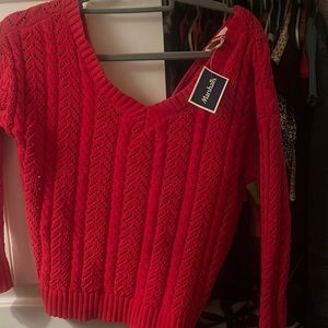 Red sweater with open back new with tags never worn